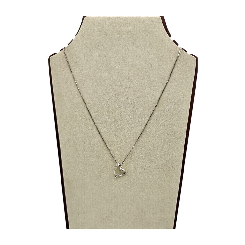Sterling Silver Heart Love Is Patient Pendant Necklace - Picture 2 of 7